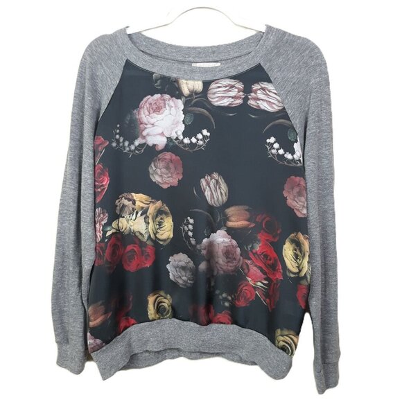 Nation LTD Mixed Media Floral Top M Dark Romantic Office - Picture 1 of 10